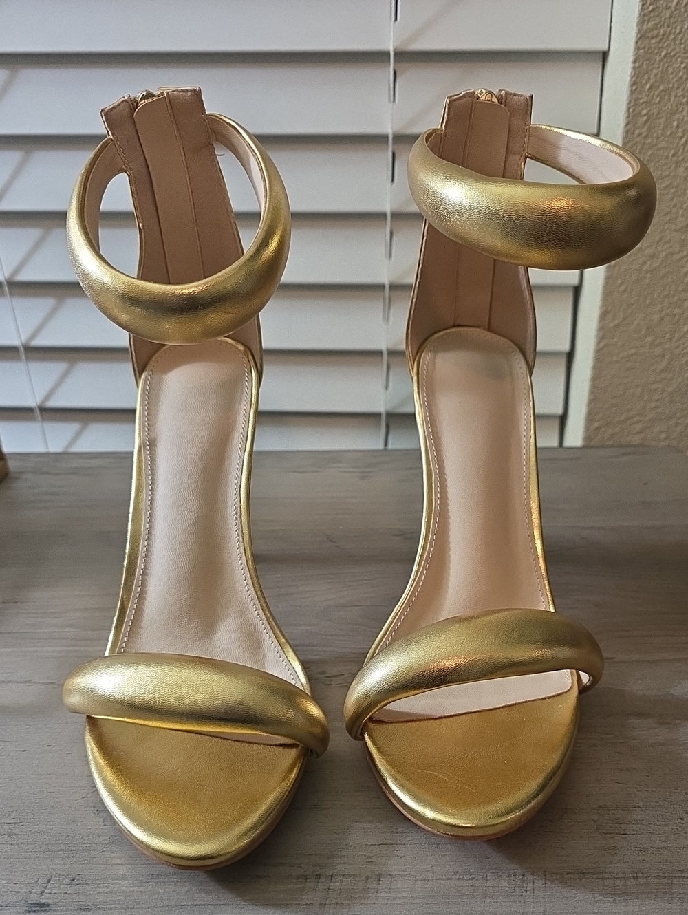 Gold Ankle-Strap Heeled Sandals - Women